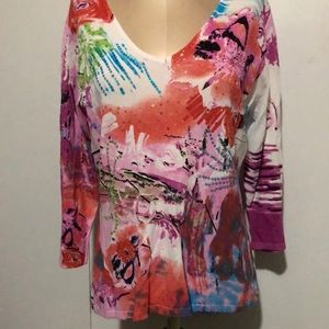 NWT Alberto Makali XL Multicolor beaded knit top